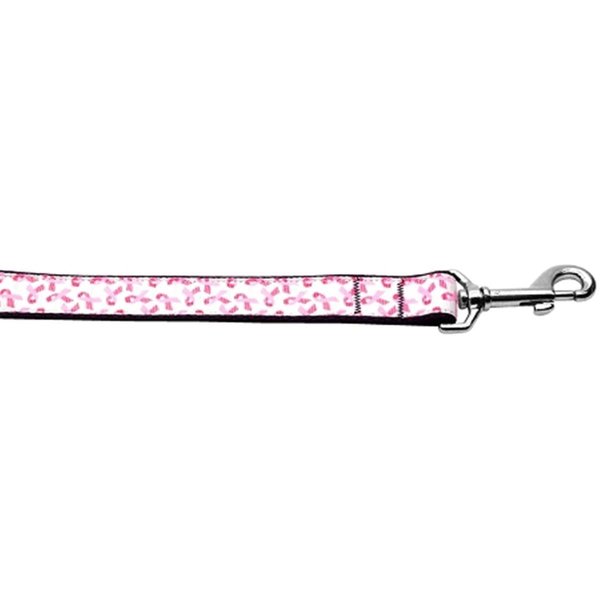 Unconditional Love 1 in. 4 ft. Pink Ribbons on White Leash UN847532